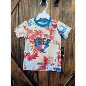 NWT RAGS Red white blue splatter tie dye tshirt patriotic Fourth of July Sz 2T